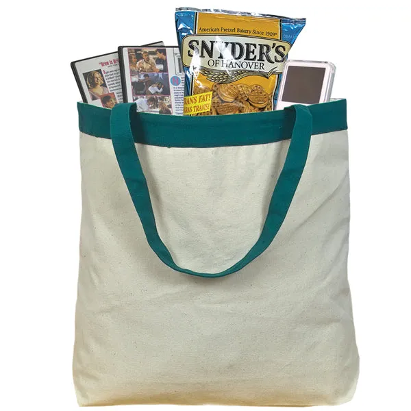 12 oz Cotton Canvas Tote Bag: 17.5" W x 16" H