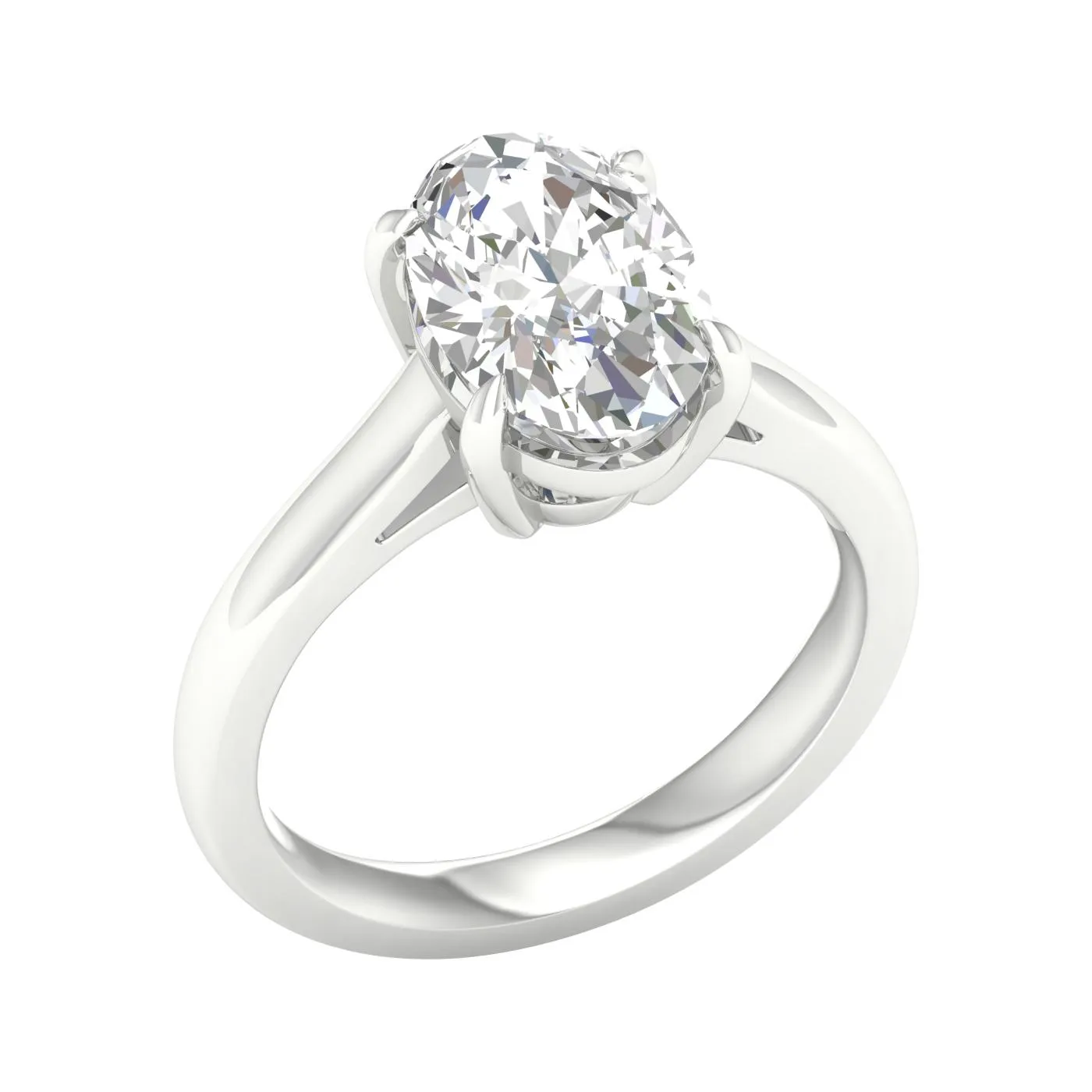 14K White Gold Lab Grown 2.99ct Oval Solitaire Diamond Engagement Ring