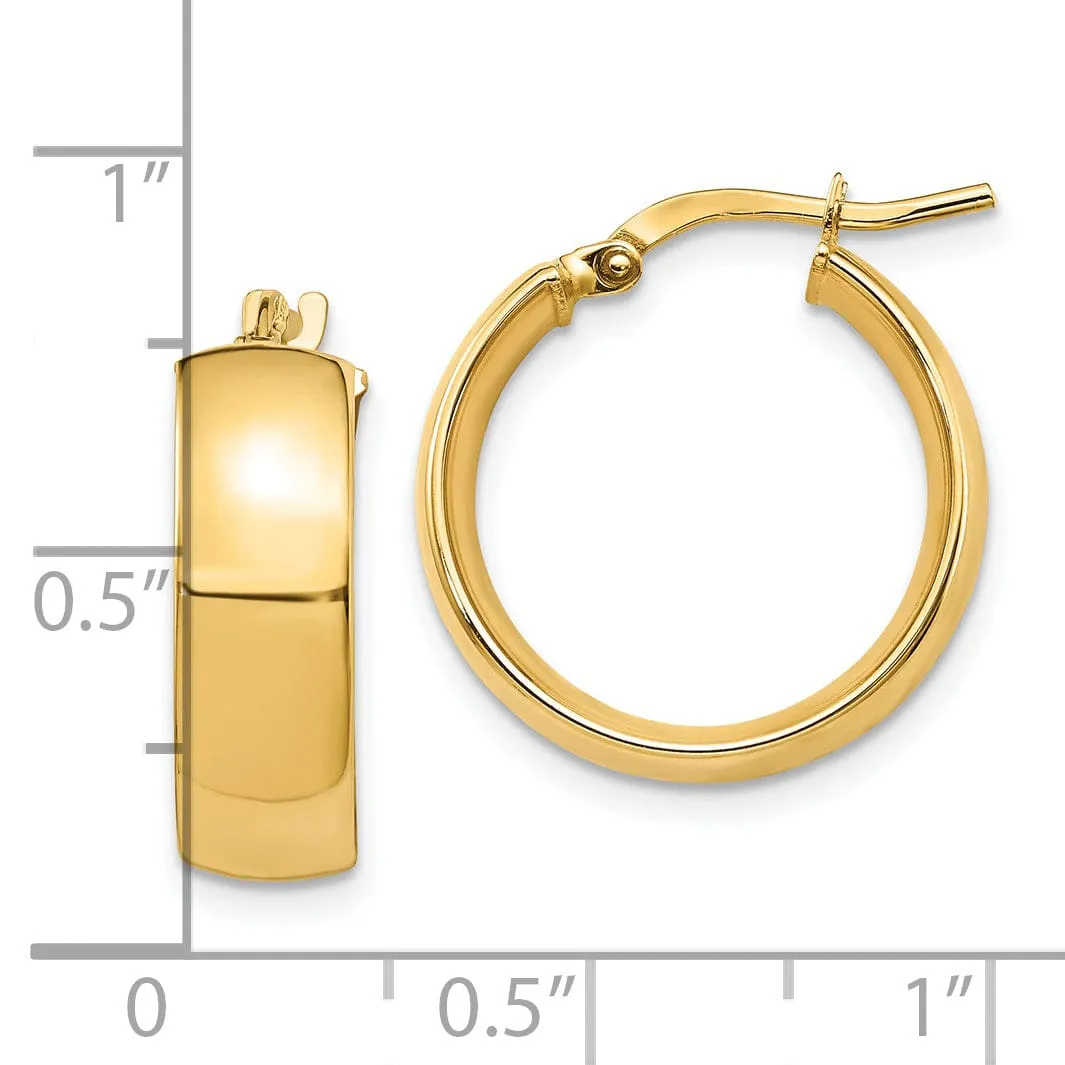 14k Yellow Gold 6mm High Polished Hoop Earrings