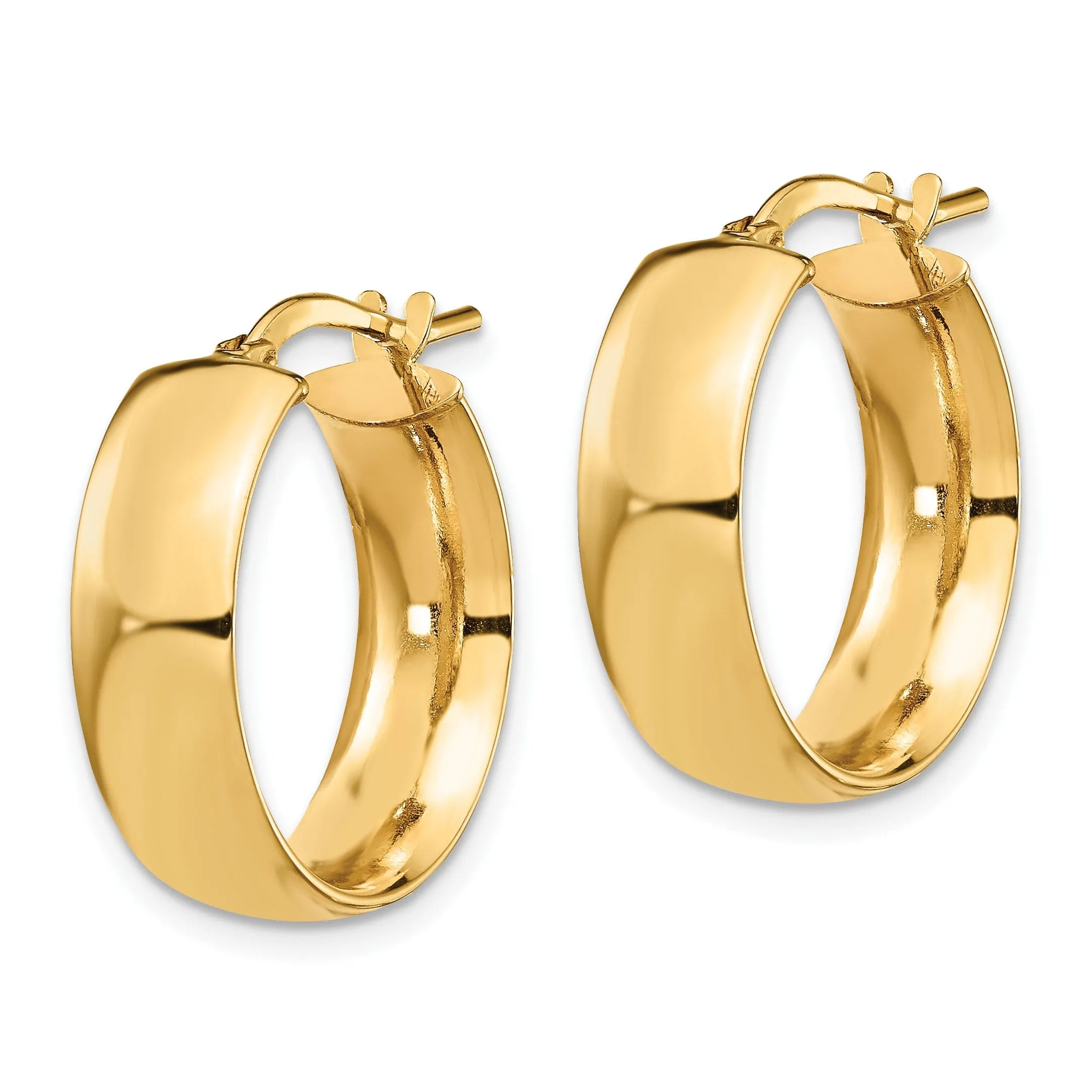 14k Yellow Gold 6mm High Polished Hoop Earrings