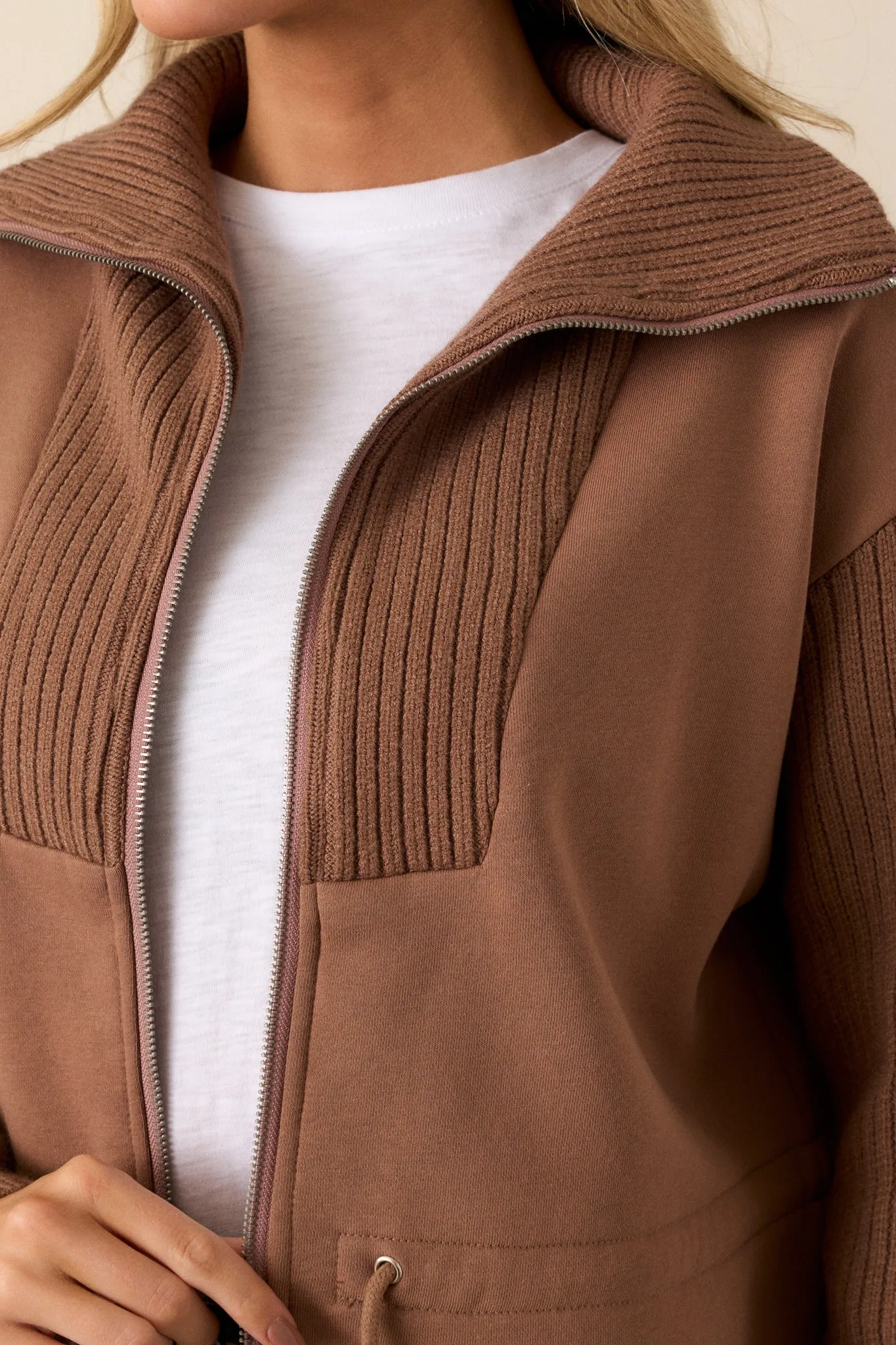 Alabaster Dreams Brown Contrast Knit Jacket