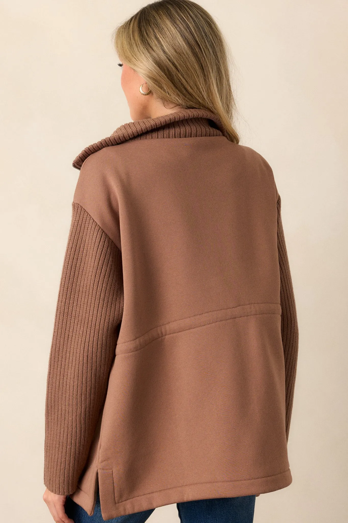 Alabaster Dreams Brown Contrast Knit Jacket