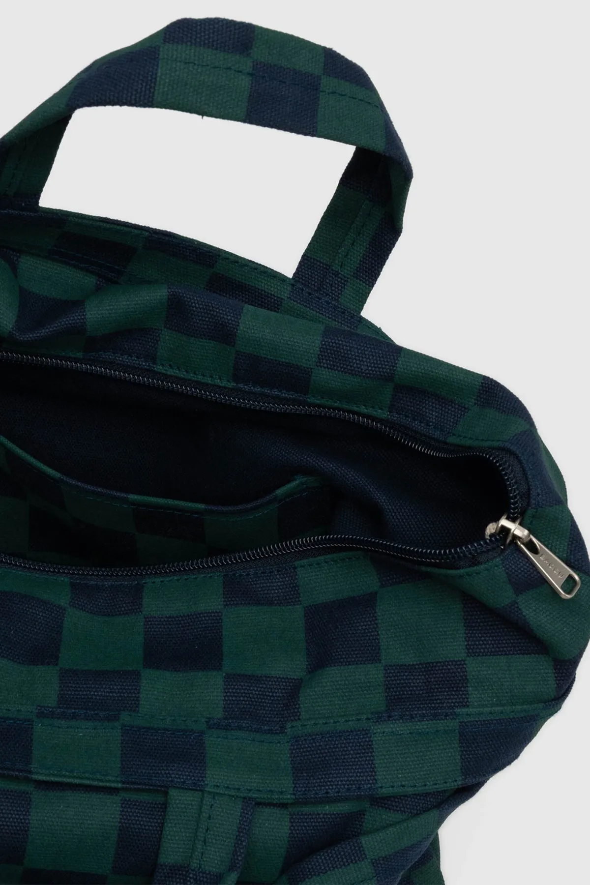 BAGGU Horizontal Zip Duck Bag Navy Green Check