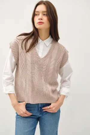 Be Cool Cable Knit V-Neck Sweater Vest