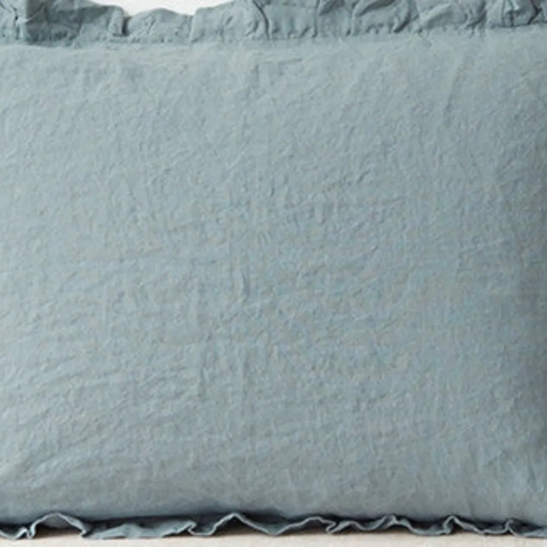 Blue Fog Linen Pillowcase with Frills