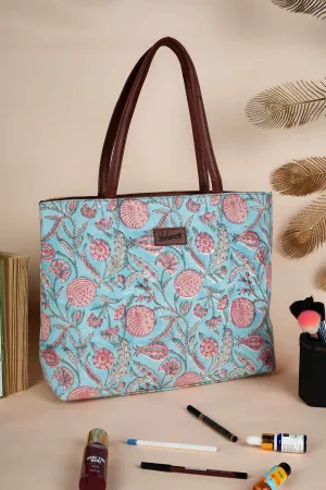 Blue Lagoon Hand Block Printed Pink Classic Tote Bag