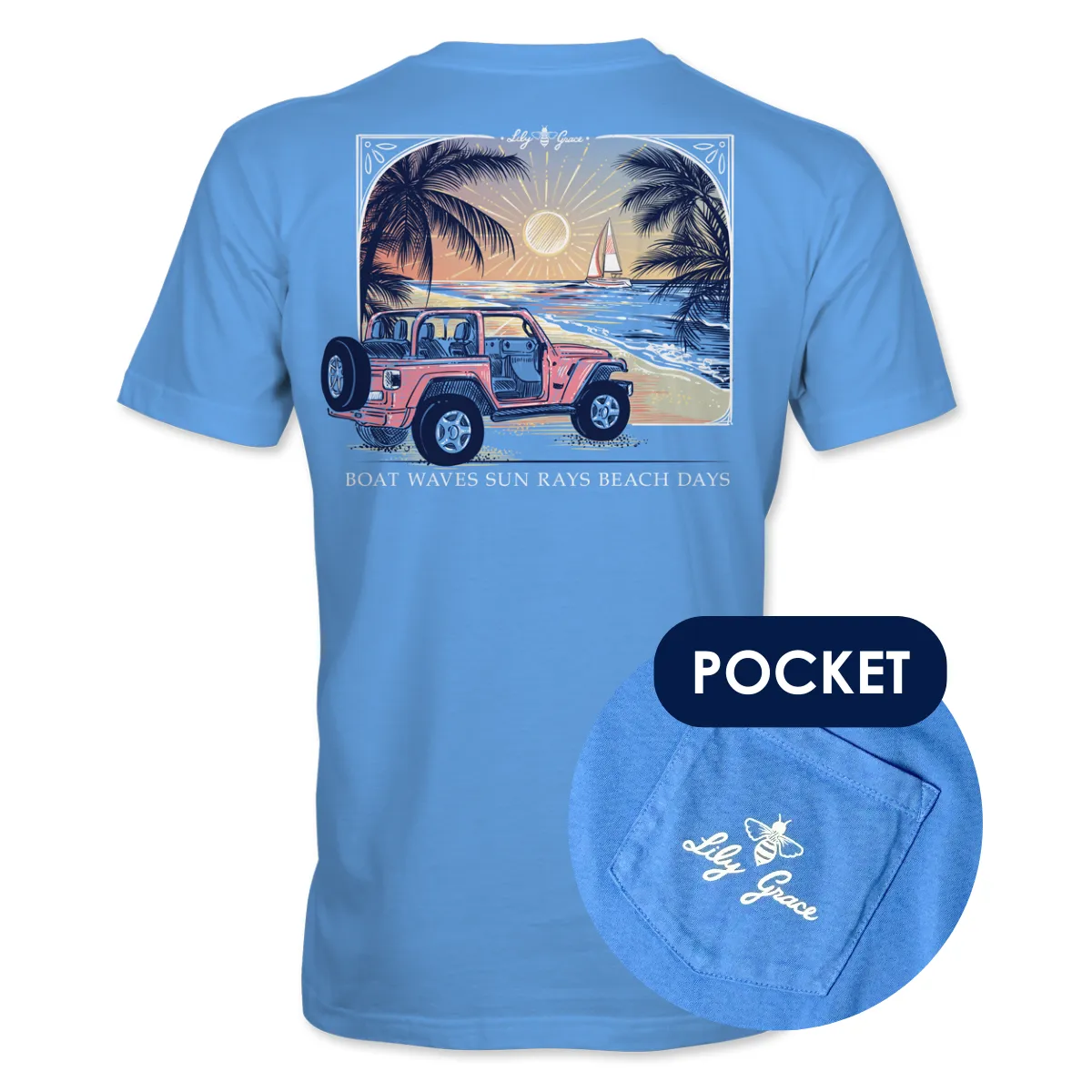 Boat Waves- Beach Jeep T-Shirt