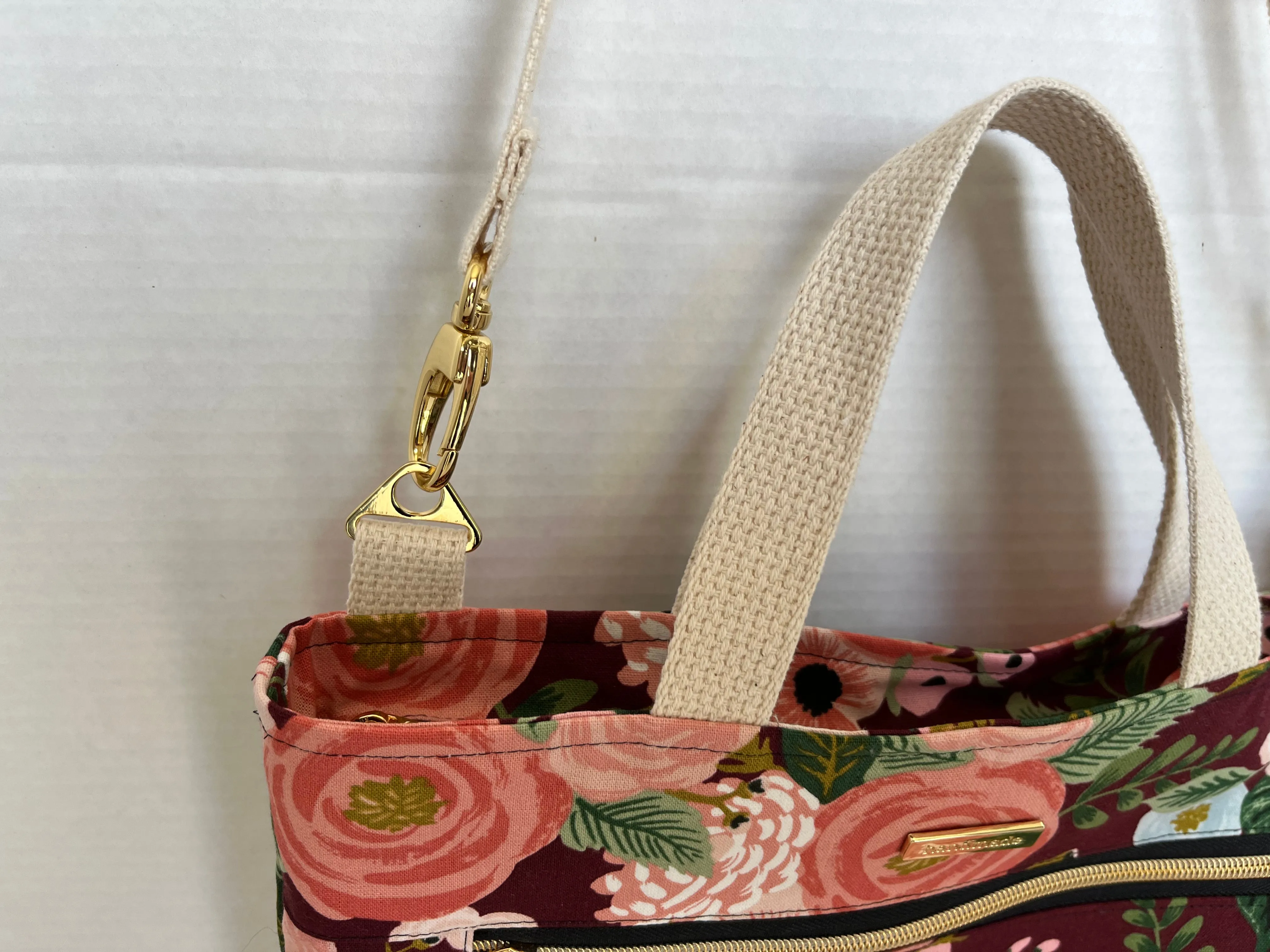 Burgundy Floral Rifle Paper Co Cross body Tote Bag