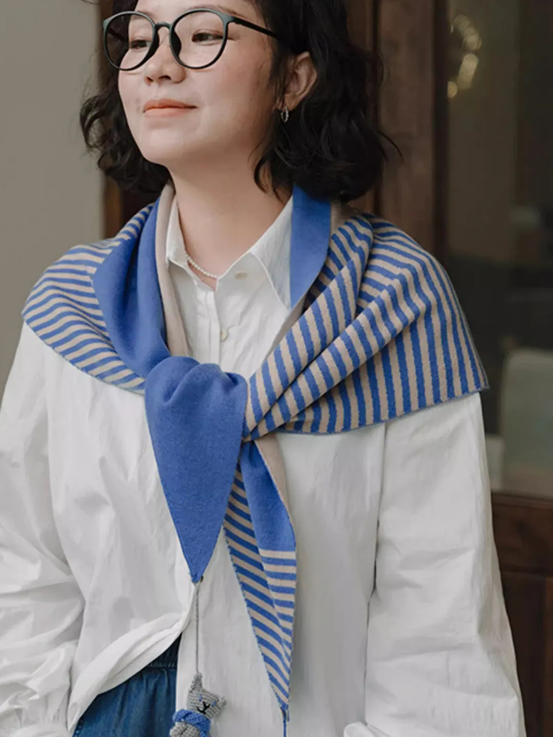 Chowxiaodou Wool Knit Triangle Scarf