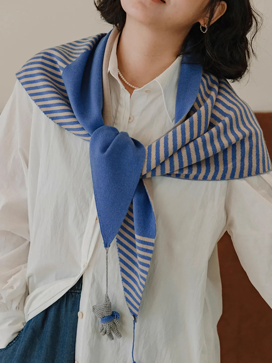 Chowxiaodou Wool Knit Triangle Scarf