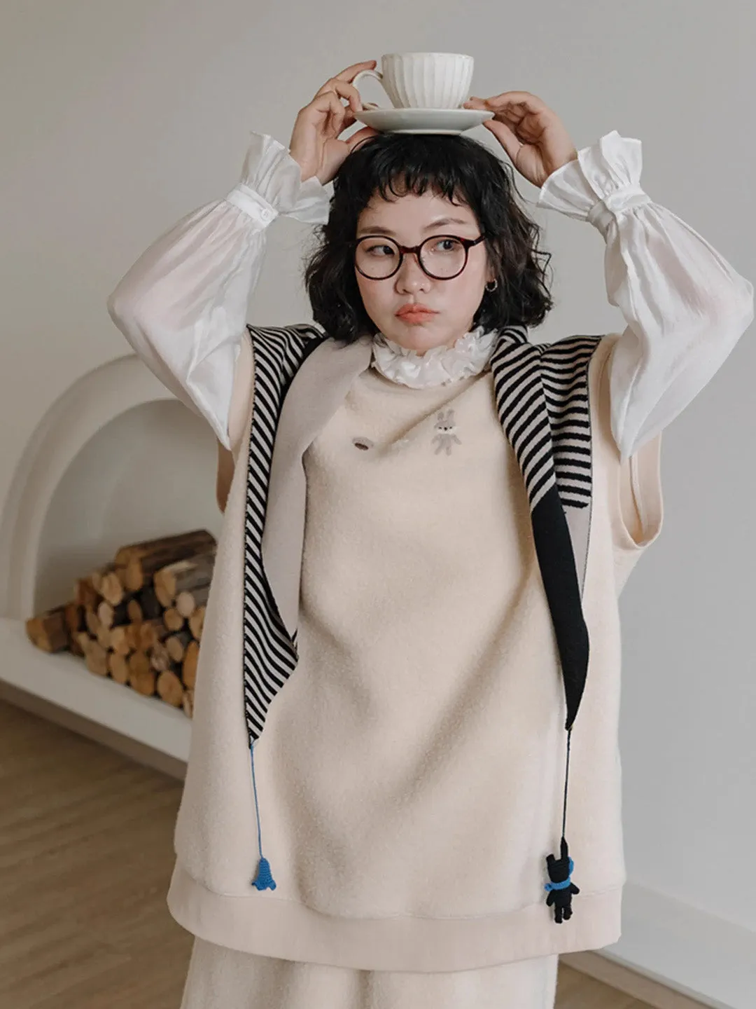 Chowxiaodou Wool Knit Triangle Scarf