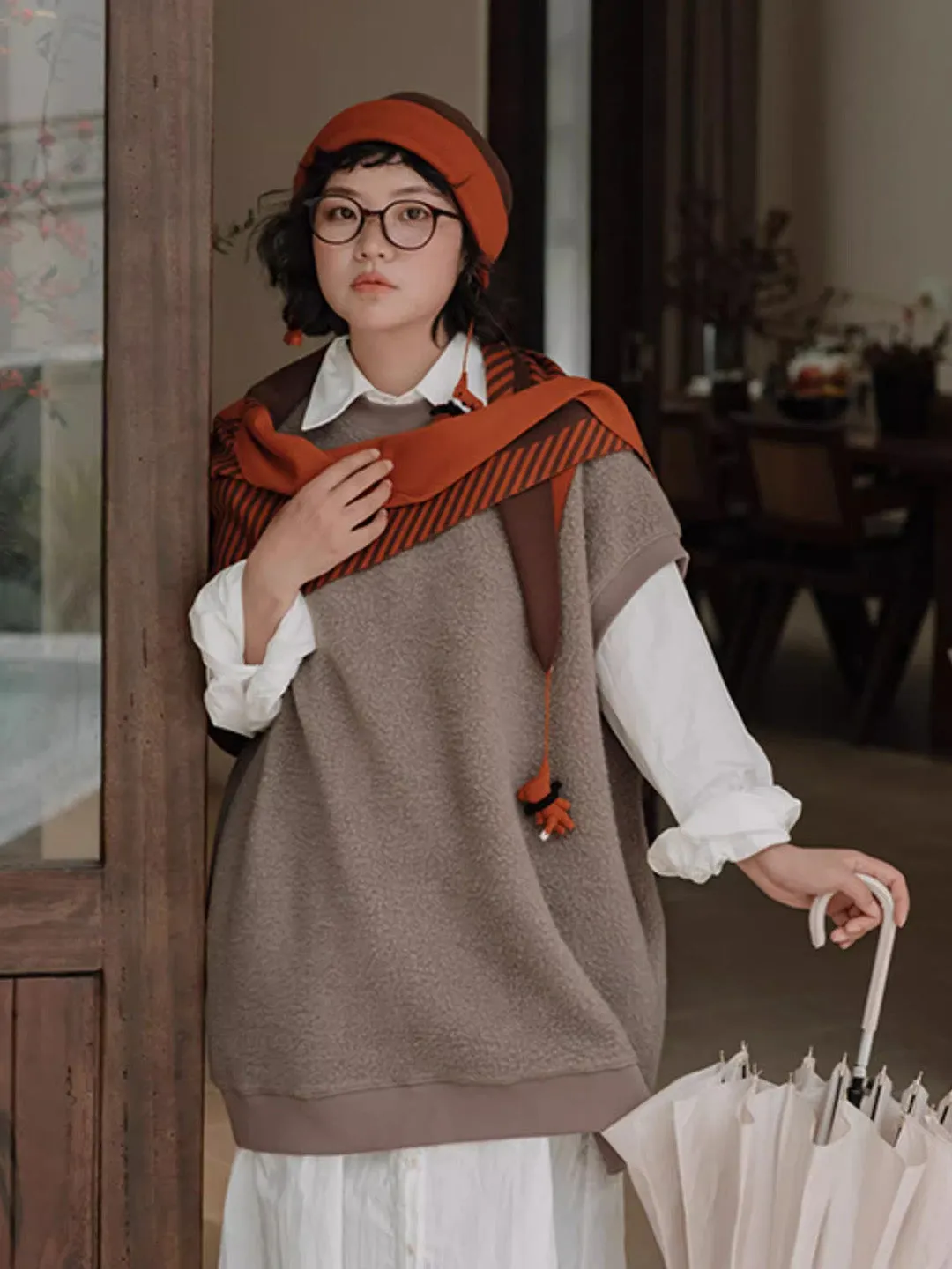 Chowxiaodou Wool Knit Triangle Scarf