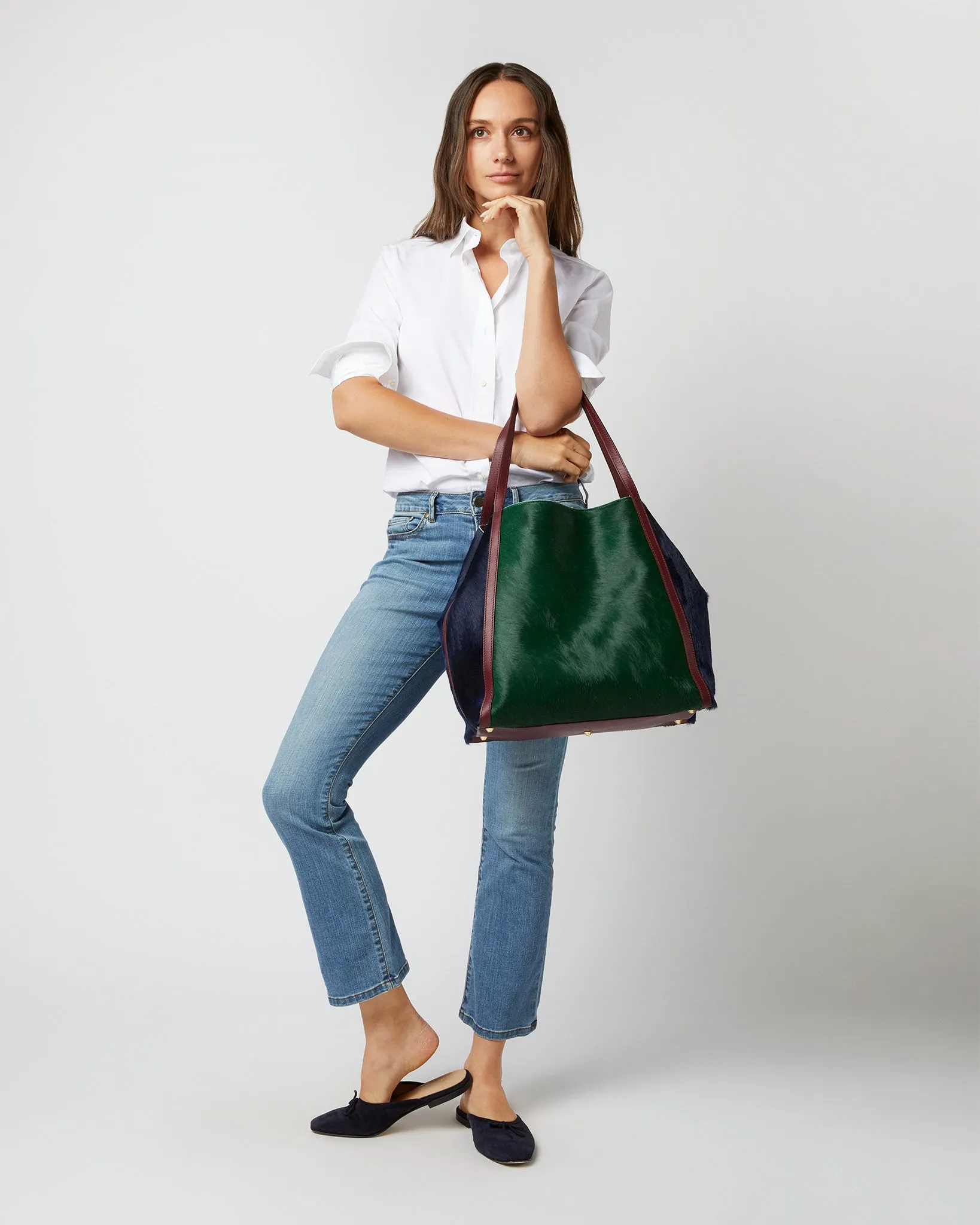 Cita Tote in Hunter/Bordeaux/Navy Pony