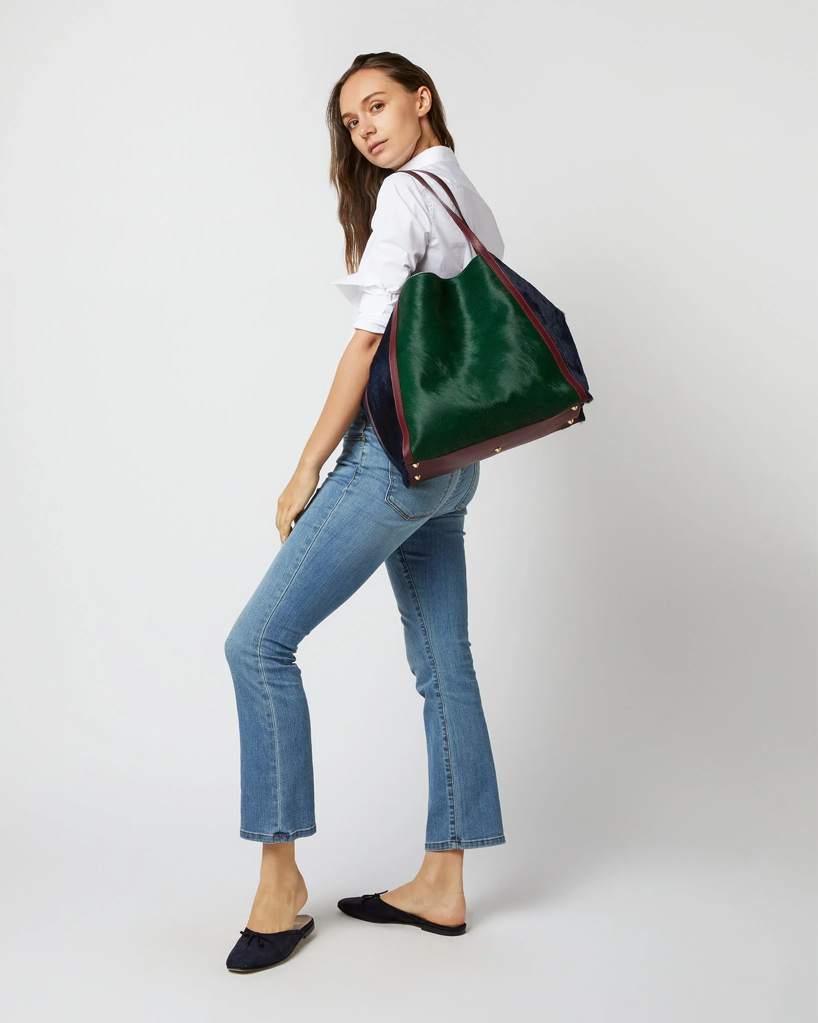 Cita Tote in Hunter/Bordeaux/Navy Pony