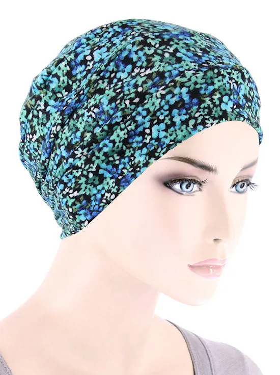 Cloche Cap Green Blue Petite Floral