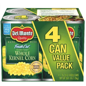 Del Monte Whole Kernel Canned Corn Value Pack, 4 Ct