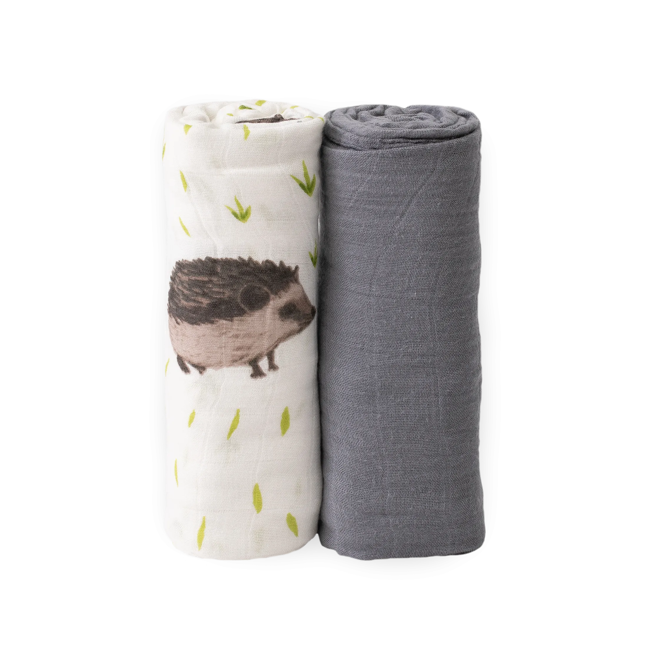 Deluxe Muslin Swaddle Blanket 2 Pack - Charcoal Hedgehog