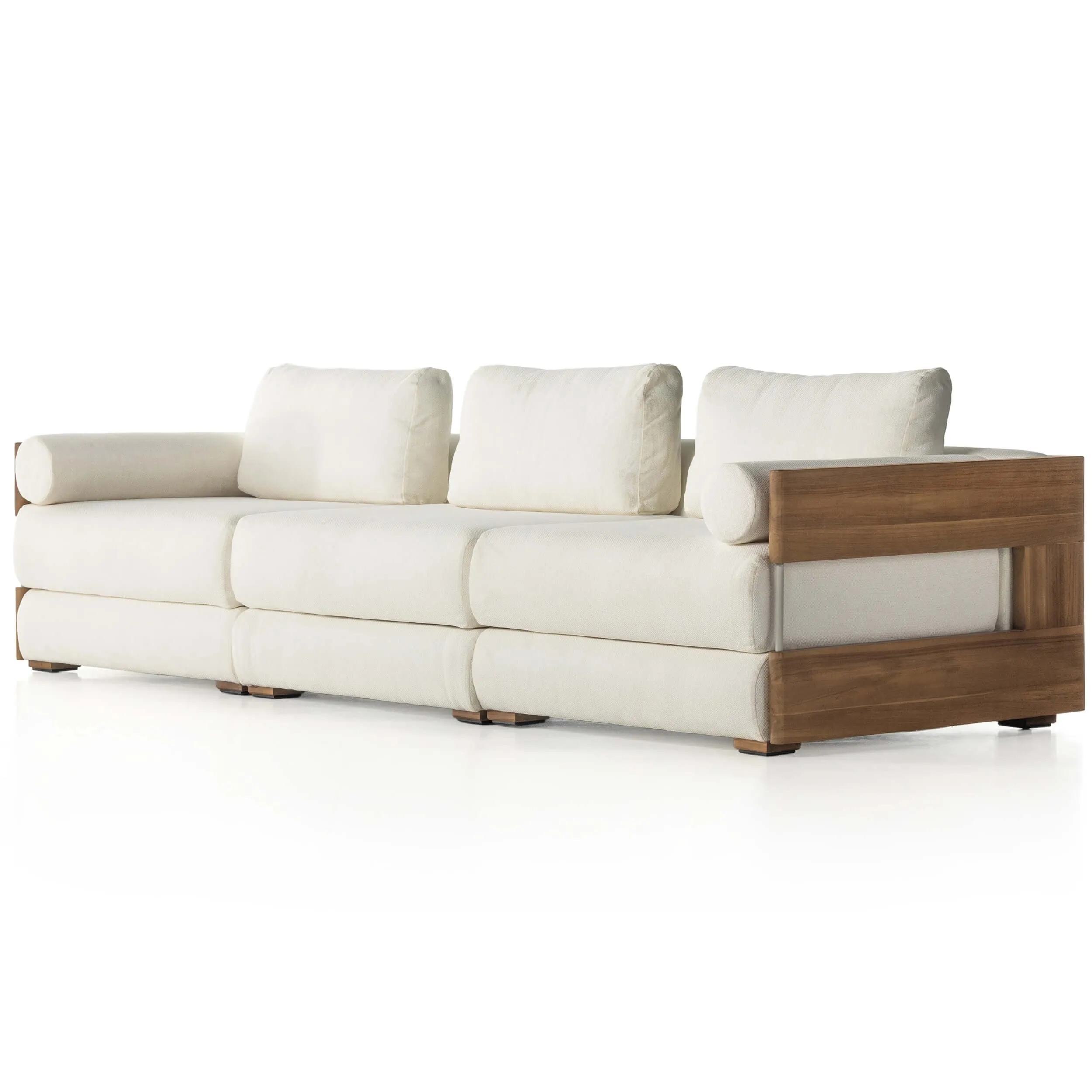 Ellis Outdoor 3 Piece Sectional, Natural/Cream