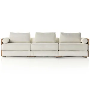 Ellis Outdoor 3 Piece Sectional, Natural/Cream