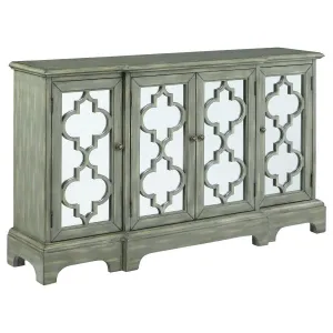 Erigeron - 4 Door Wood Trellis Storage Accent Cabinet - Gray