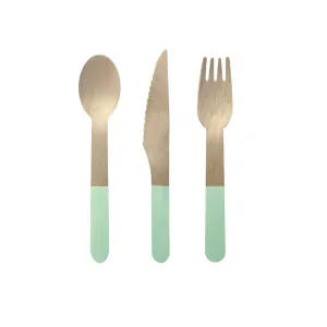 Five Star Mint Green Wooden Cutlery Set - 30 Pkt