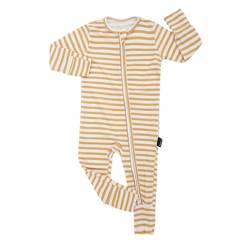 Footless Sleeper with Fold-Over Cuffs - Sun Stripe