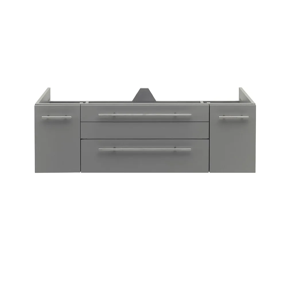 Fresca FCB6148GR-UNS-D Lucera 48" Gray Wall Hung Double Undermount Sink Modern Bathroom Cabinet