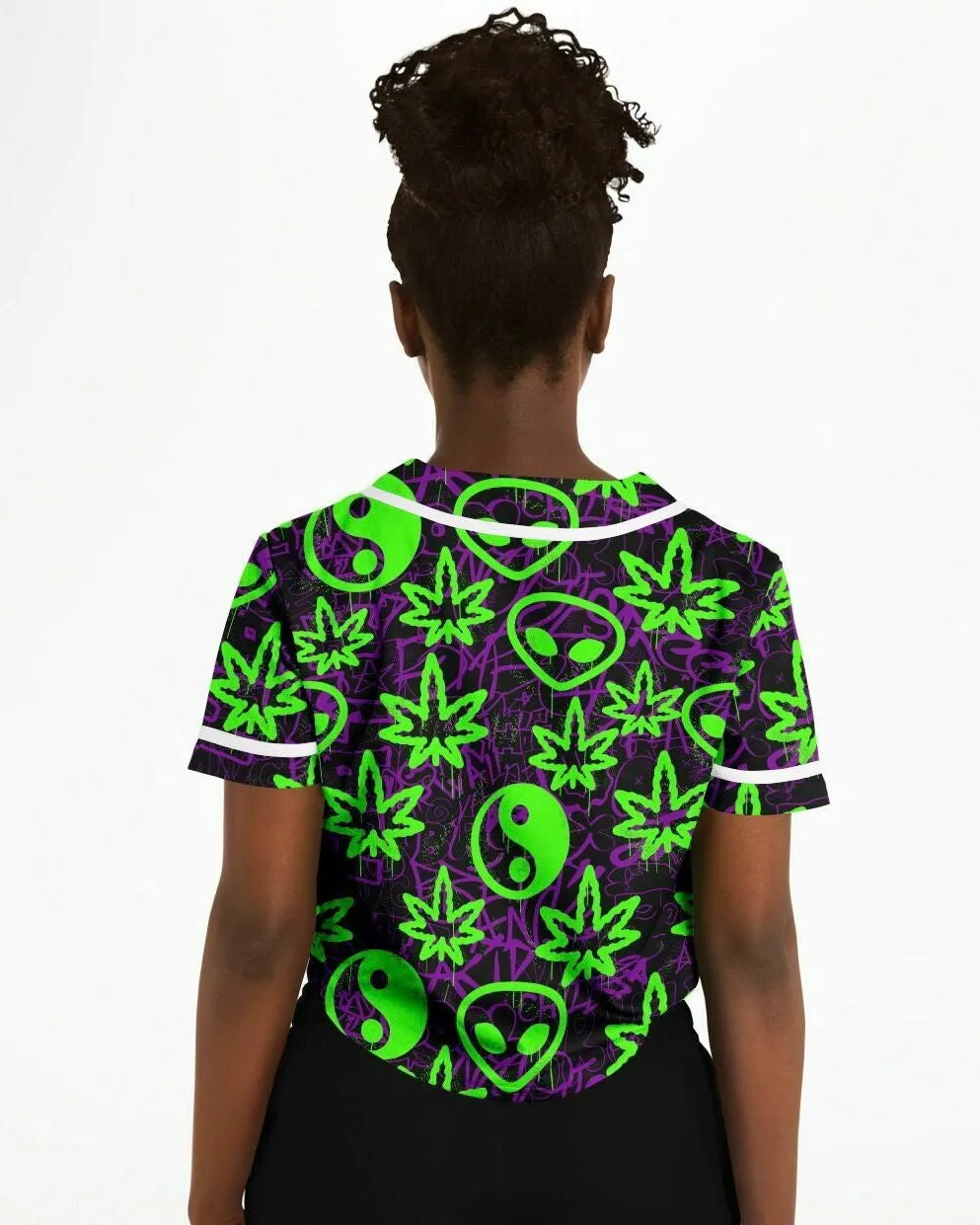 Ganja Graffiti Cropped Baseball Jersey