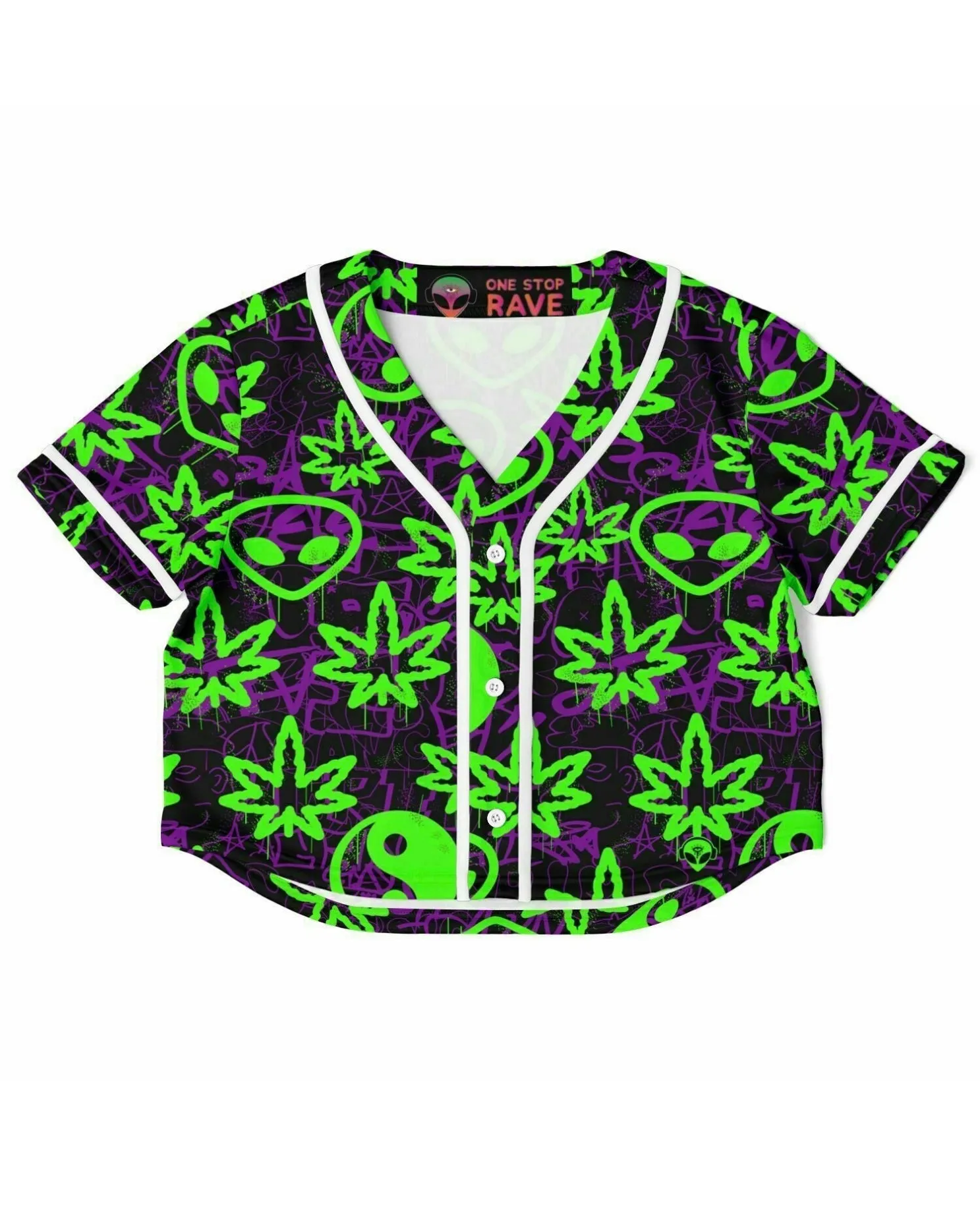 Ganja Graffiti Cropped Baseball Jersey