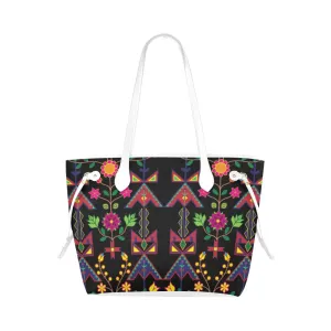 Geometric Floral Spring - Black Clover Canvas Tote Bag