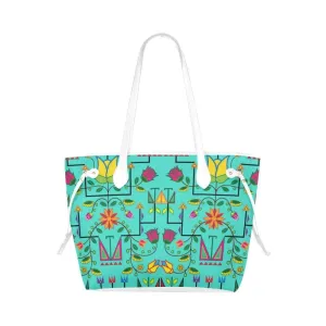 Geometric Floral Summer - Sky Clover Canvas Tote Bag