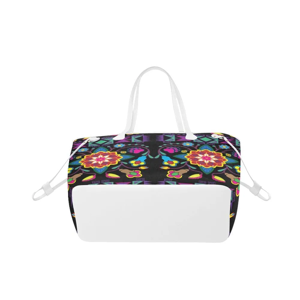 Geometric Floral Winter - Black Clover Canvas Tote Bag