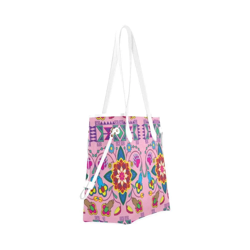 Geometric Floral Winter - Sunset Clover Canvas Tote Bag