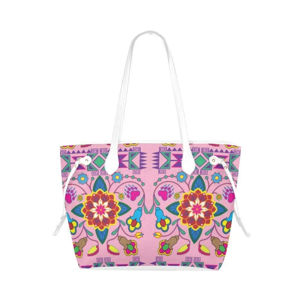 Geometric Floral Winter - Sunset Clover Canvas Tote Bag