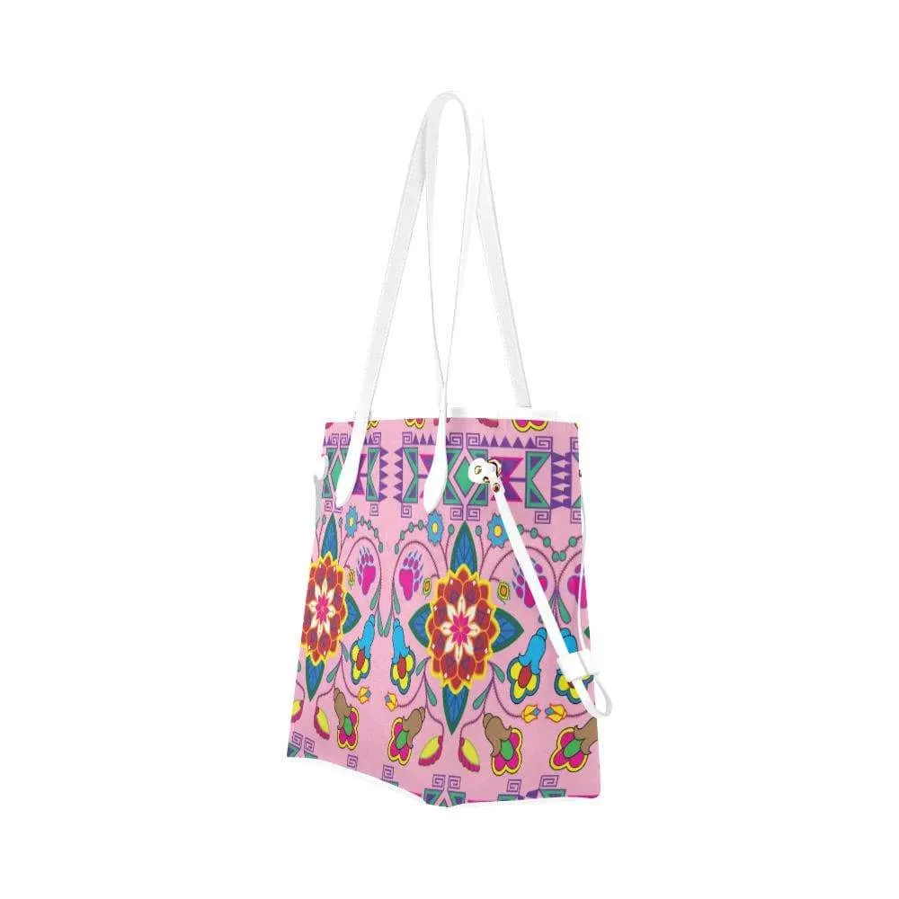 Geometric Floral Winter - Sunset Clover Canvas Tote Bag