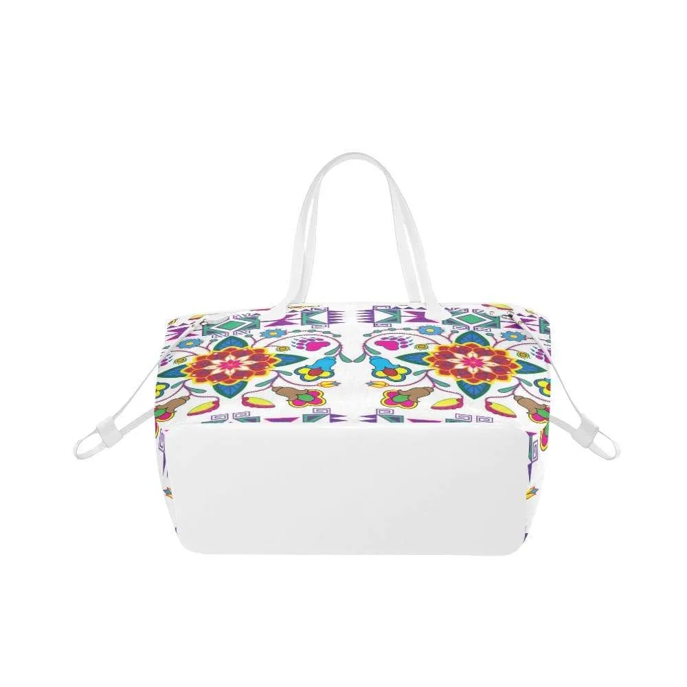 Geometric Floral Winter - White Clover Canvas Tote Bag