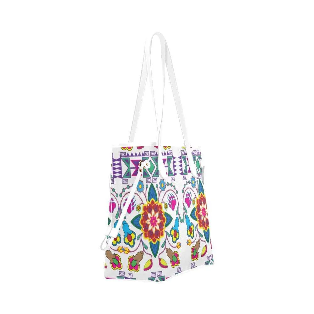 Geometric Floral Winter - White Clover Canvas Tote Bag