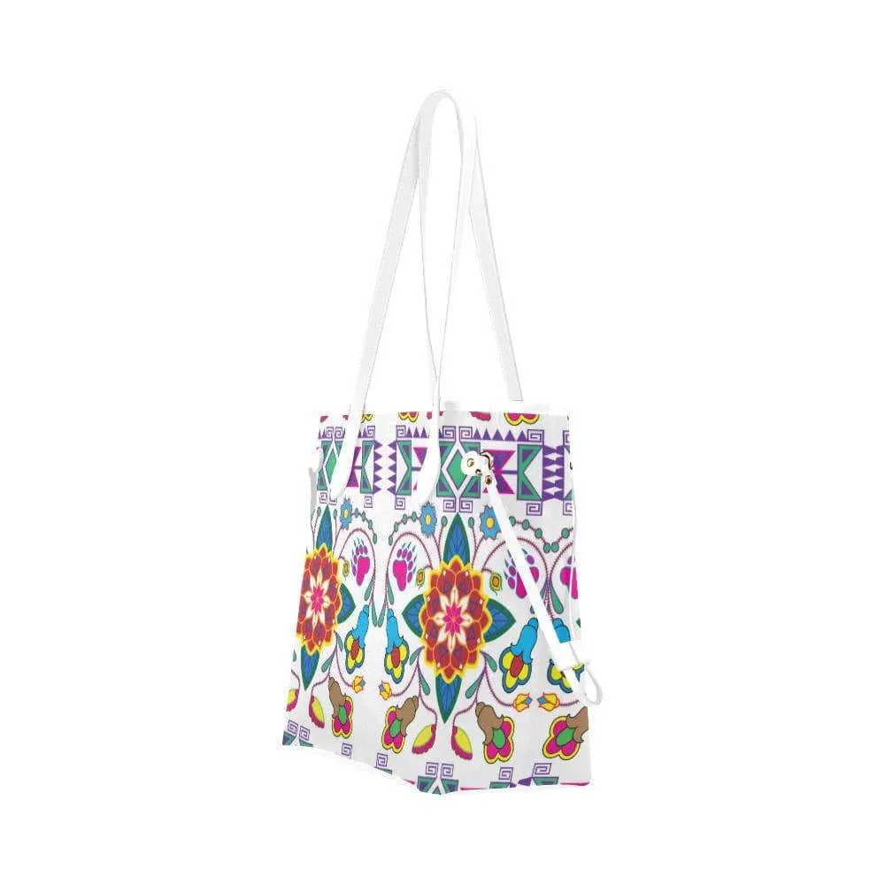 Geometric Floral Winter - White Clover Canvas Tote Bag