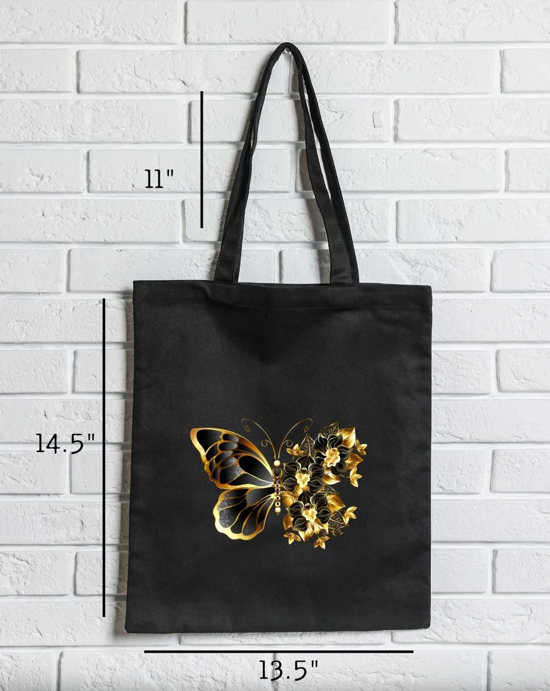 Golden Butterfly Daily Thaila -  Canvas Reusable Bags