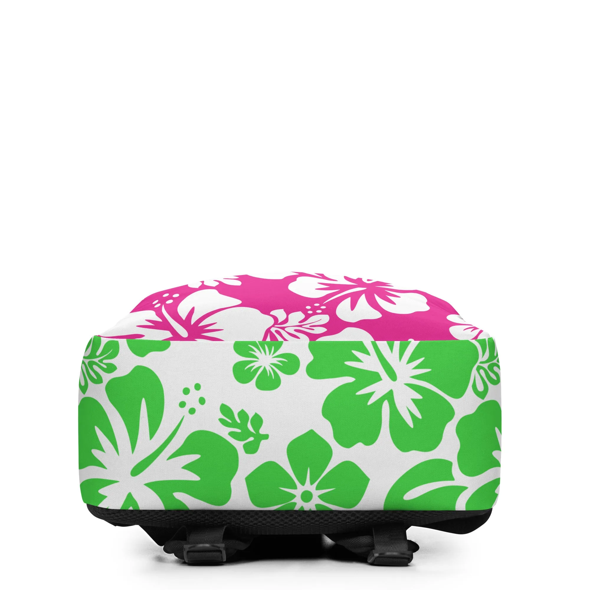 Hot Pink and Lime Green Hawaiian Print Backpack