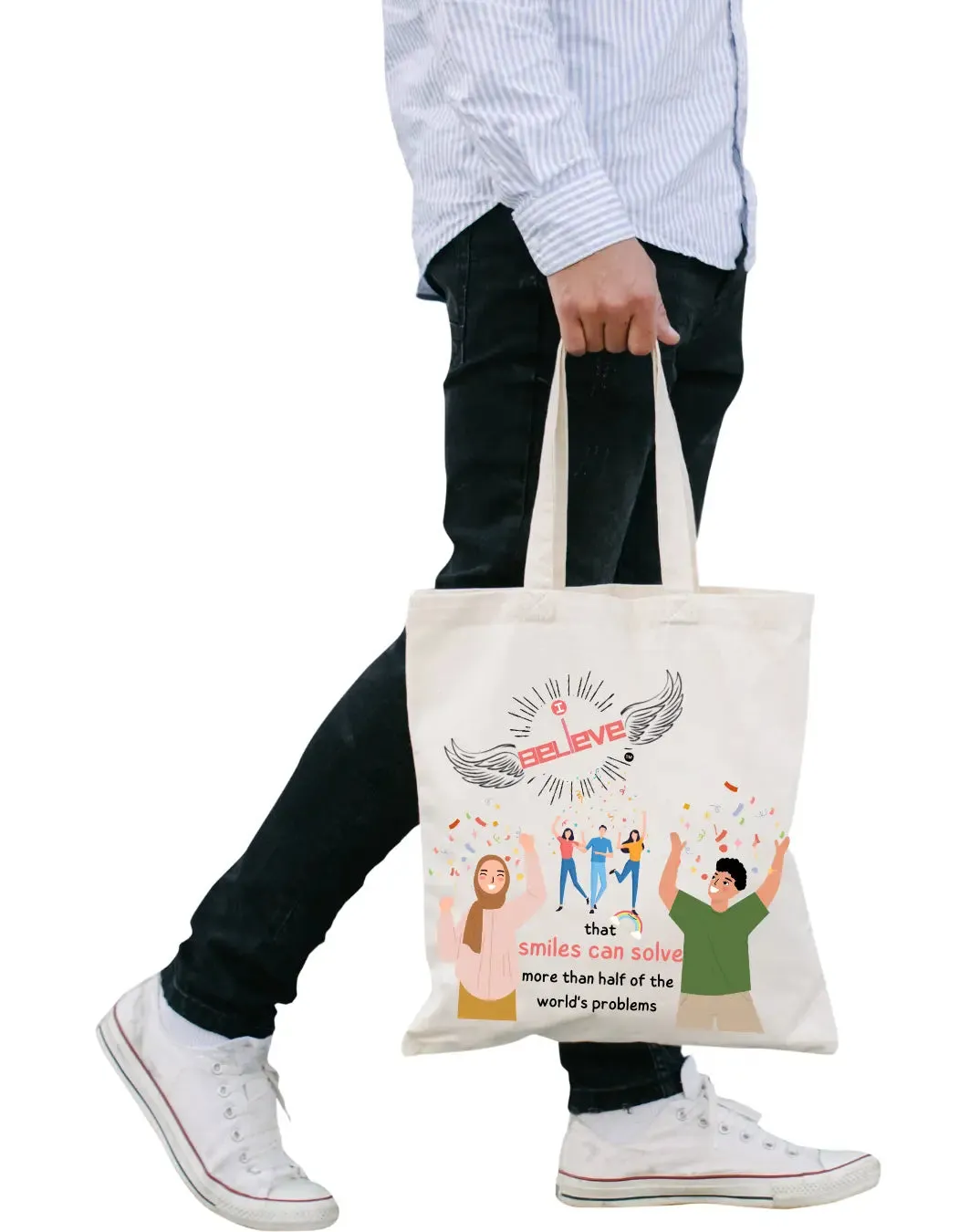 I Believe in Smiles Daily Thaila -  Canvas Reusable Bags