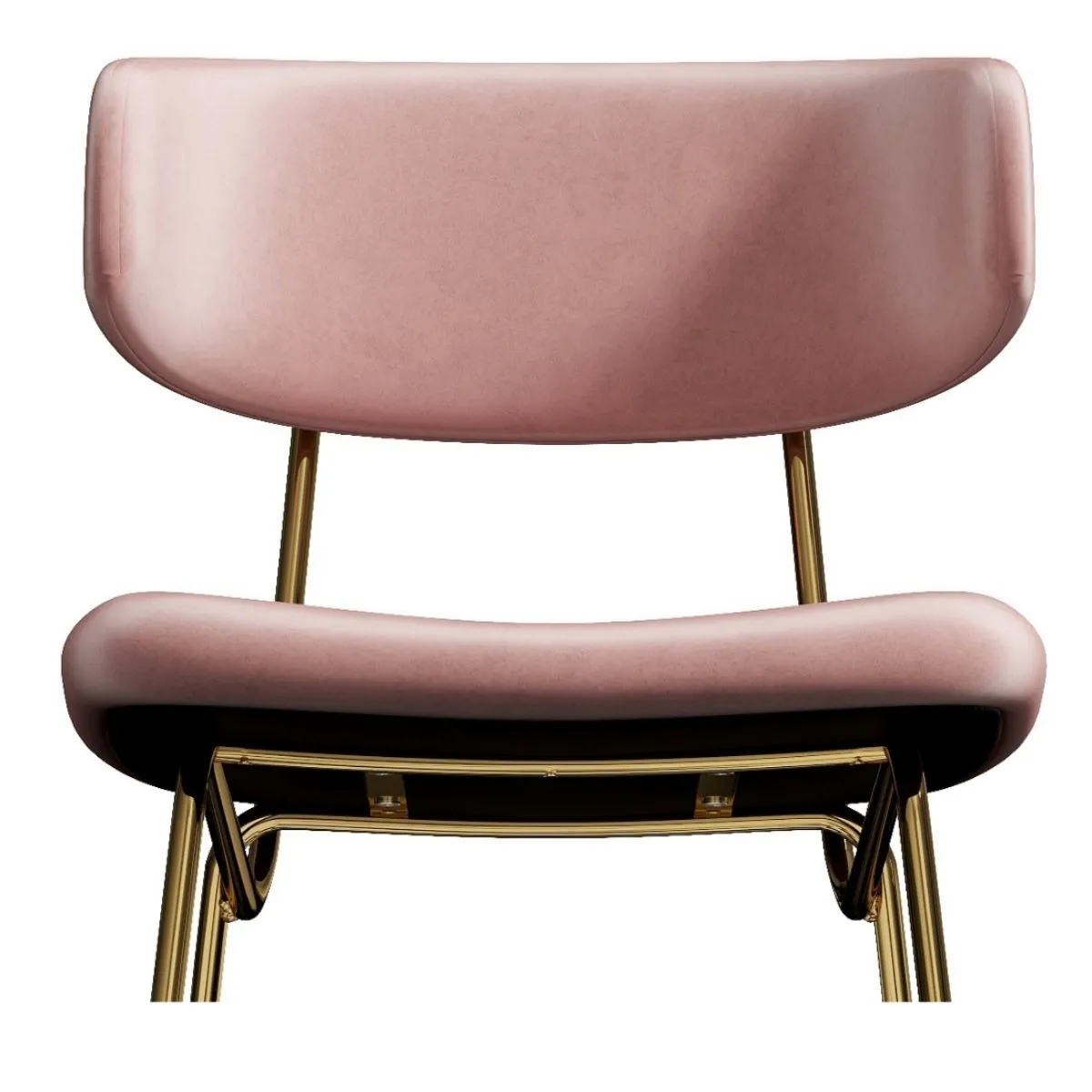 Kylie Modern Blush Velvet Barstool with Gold Legs Set of 2