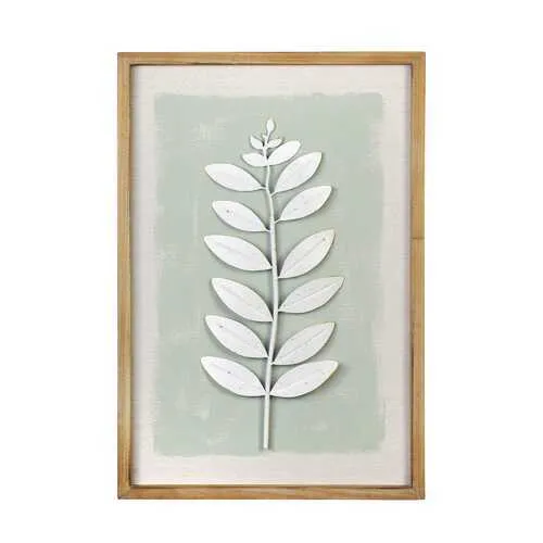 Leaf Wall Art with Ivory Distress Finish