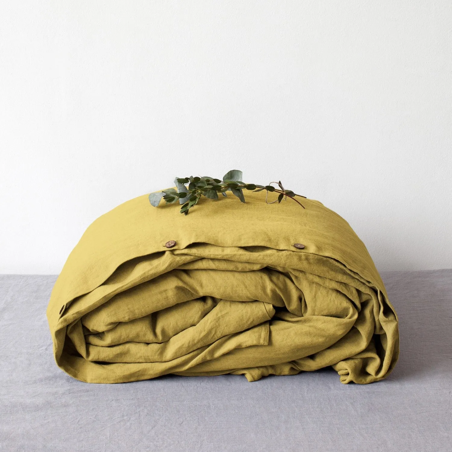 Lemon Curry Linen Duvet Cover