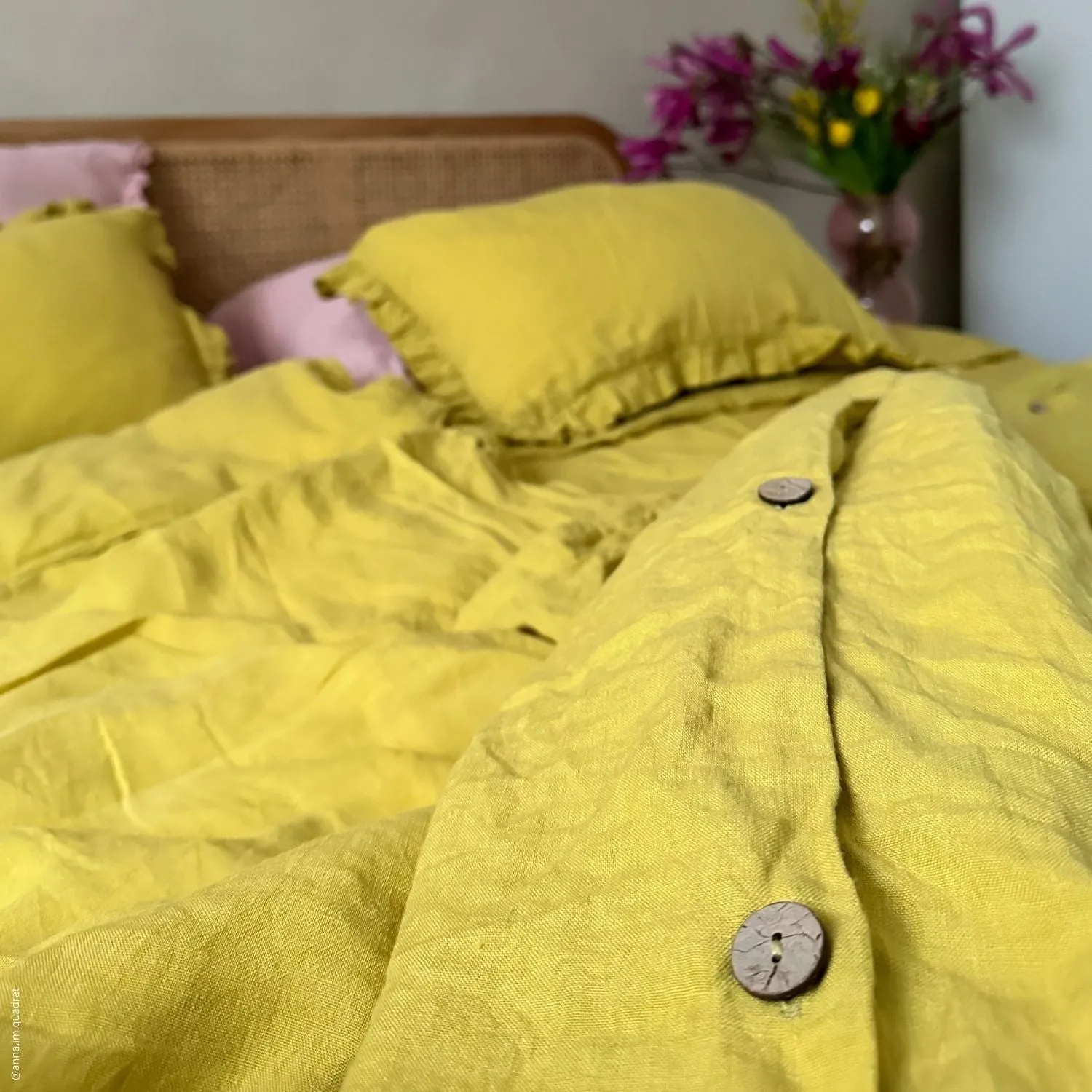 Lemon Curry Linen Duvet Cover