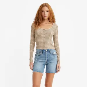 Levi's Britt Long Sleeve Snap Front Top - Bikini Stripe Frappe