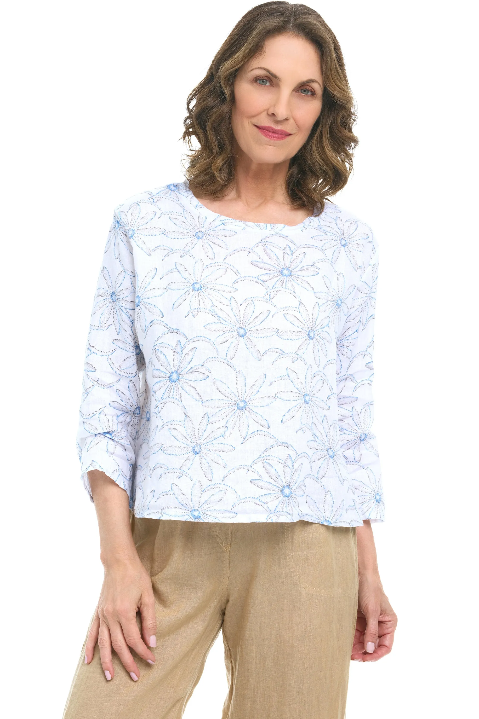 Linen Daisy Hi-Lo Top