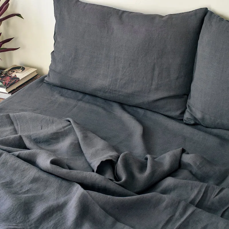 Linen Flat Bedsheet | Slate Grey