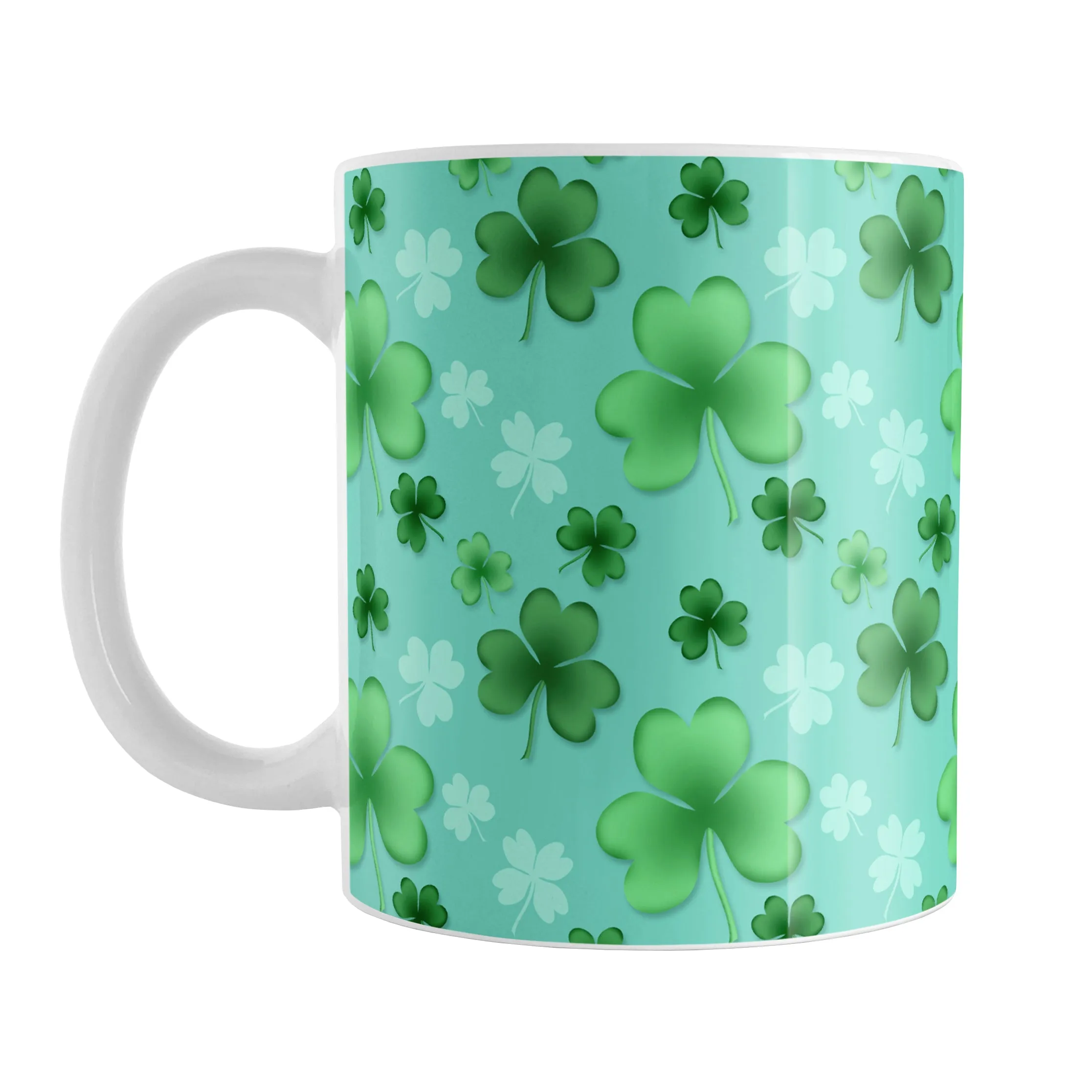 Lucky Clover Pattern Teal and Green Mug