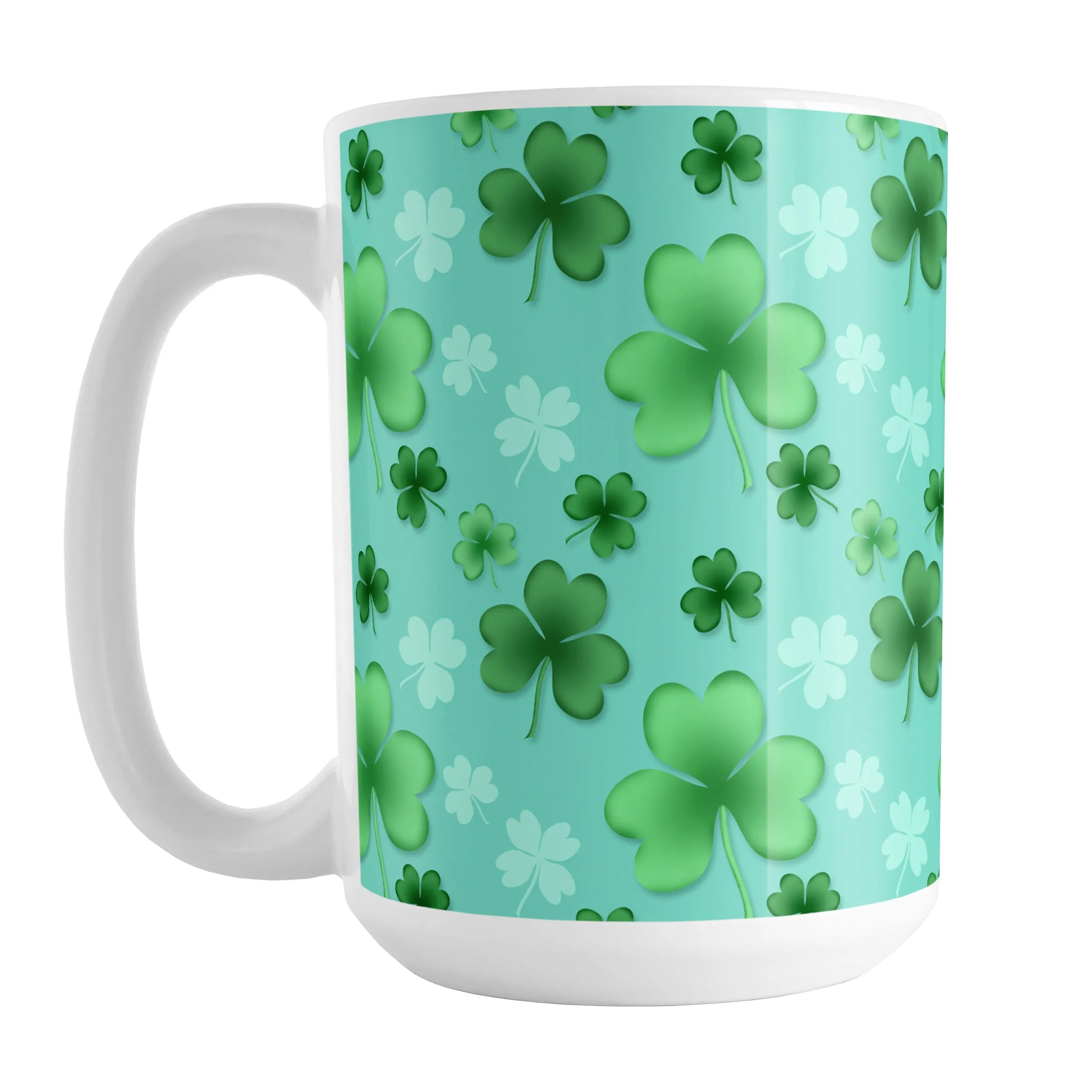 Lucky Clover Pattern Teal and Green Mug